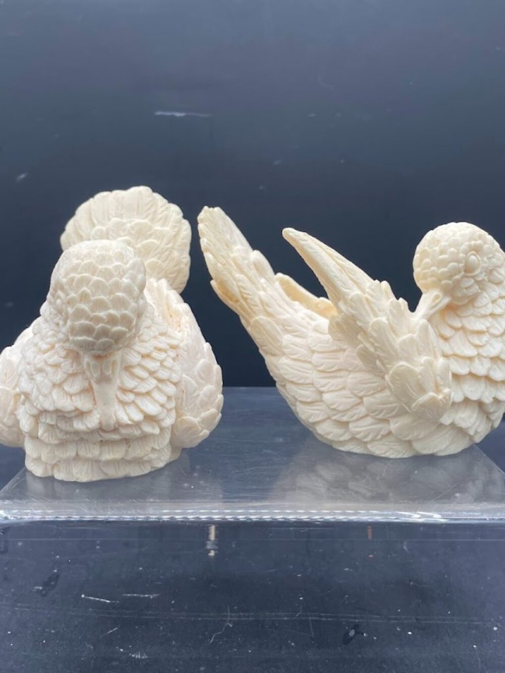 Pair of A. Santini White Dove Figurines Love Birds Alabaster Birds Made in Italy